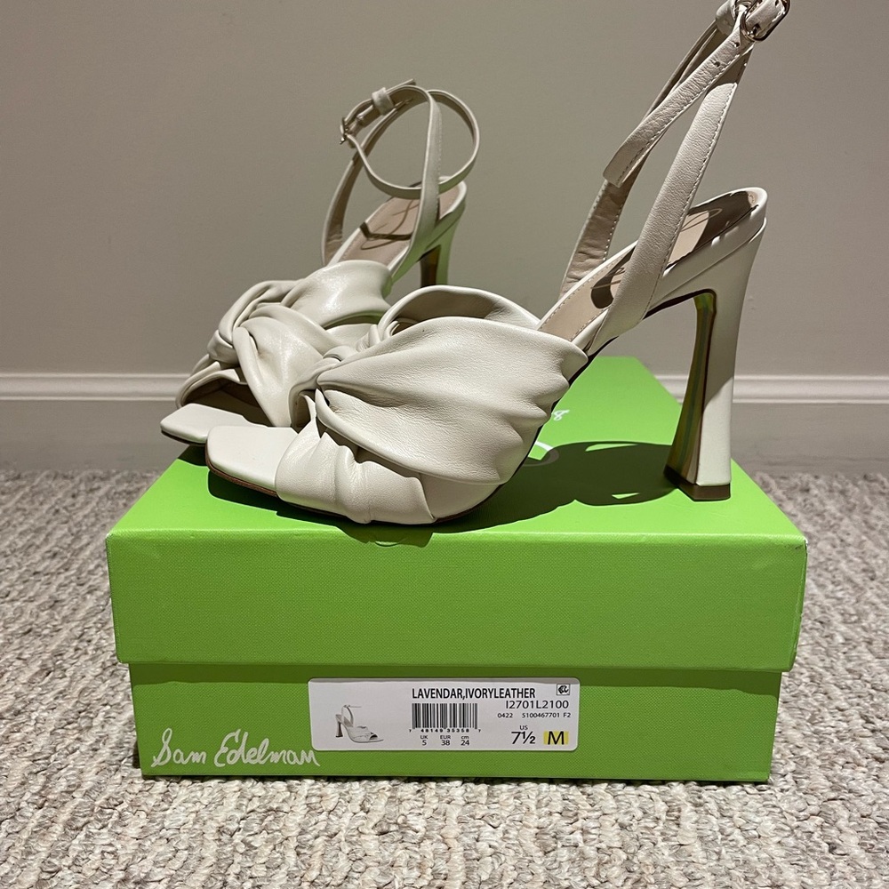 Sam Edelman Cream Knotted Slingback High Heels